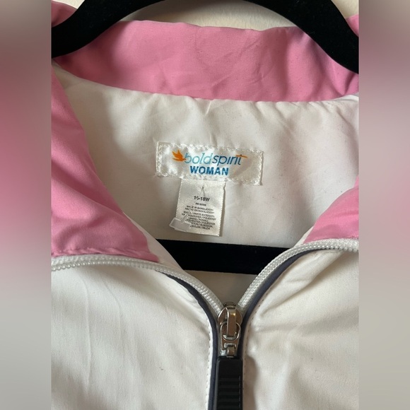 Vintage Y2K Pink White Colorblock Windbreaker Jacket Retro Sport Preppy zip up - Picture 6 of 6
